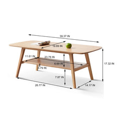Bellemave® 100% Solid Wood Center Table Low Table with Storage Shelf - Bellemave