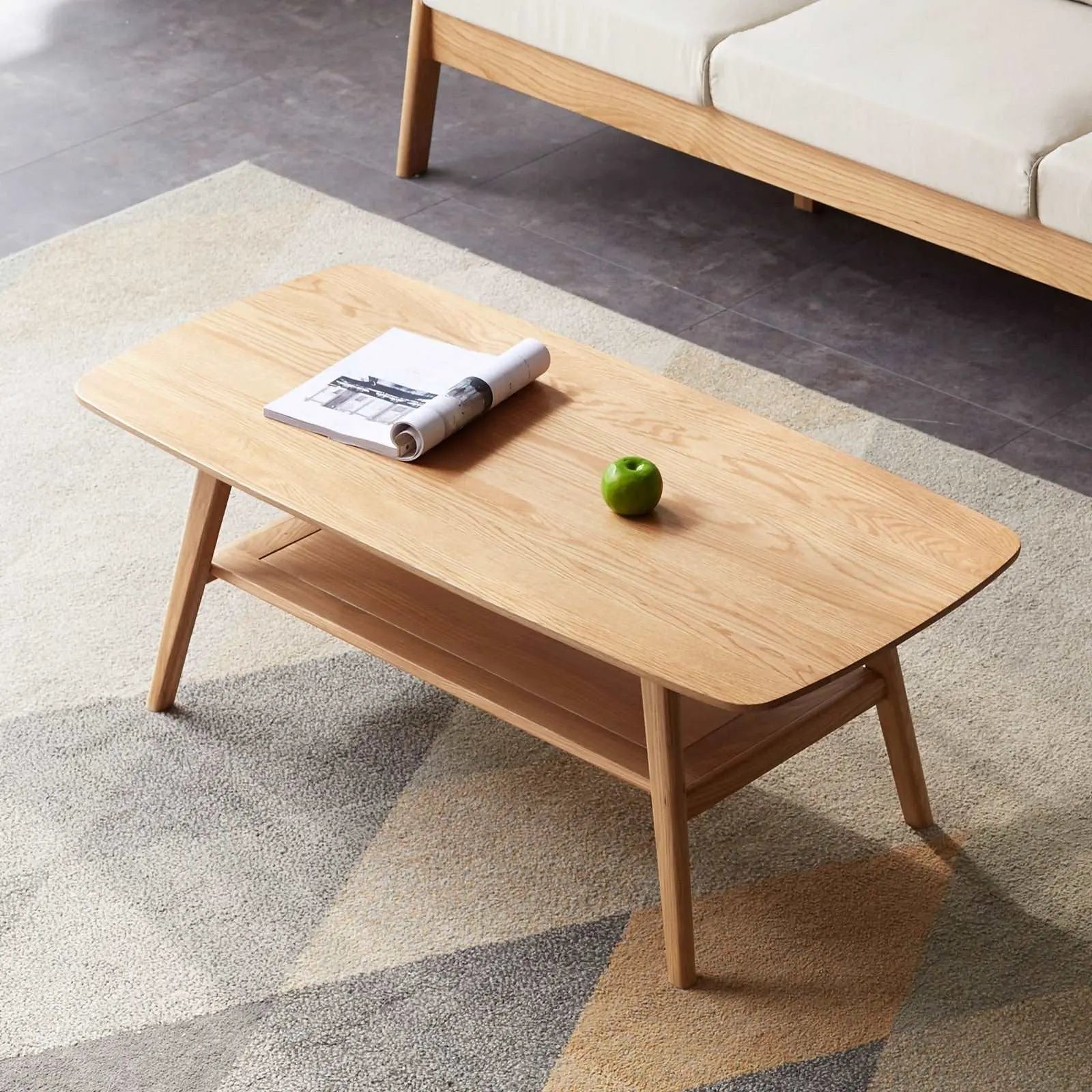 Bellemave® 100% Solid Wood Center Table Low Table with Storage Shelf - Bellemave