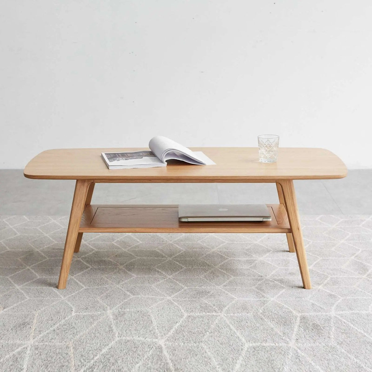 Bellemave® 100% Solid Wood Center Table Low Table with Storage Shelf - Bellemave
