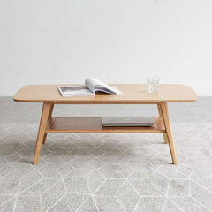 Bellemave® 100% Solid Wood Center Table Low Table with Storage Shelf - Bellemave