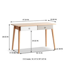 Bellemave® 100% Solid Wood Computer Desk with 2 Drawers - Bellemave