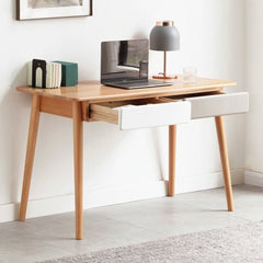 Bellemave® 100% Solid Wood Computer Desk with 2 Drawers - Bellemave