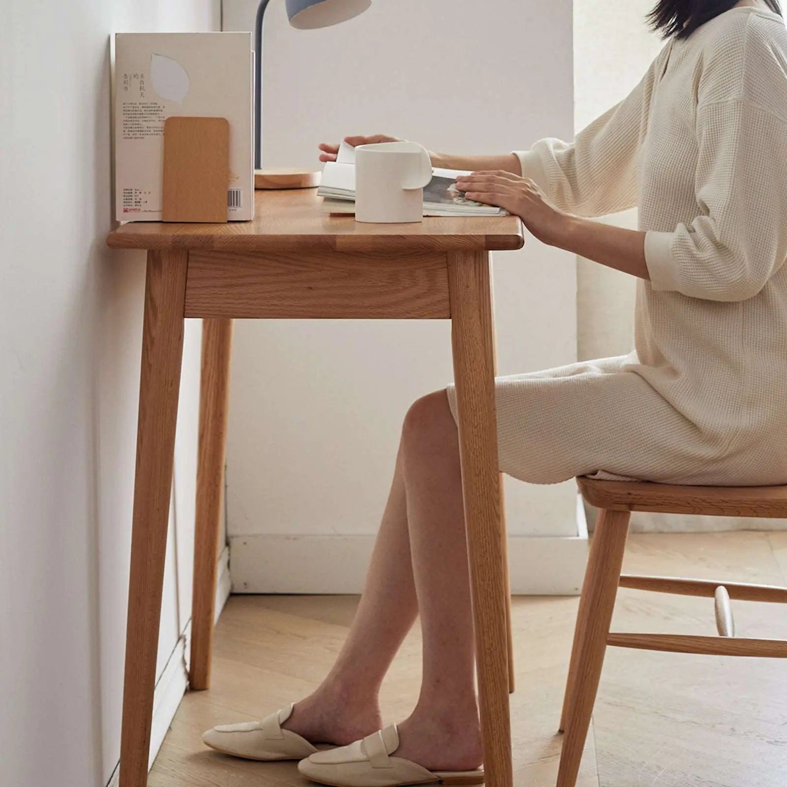 Bellemave® 100% Solid Wood Natural Wood Computer Desk - Bellemave