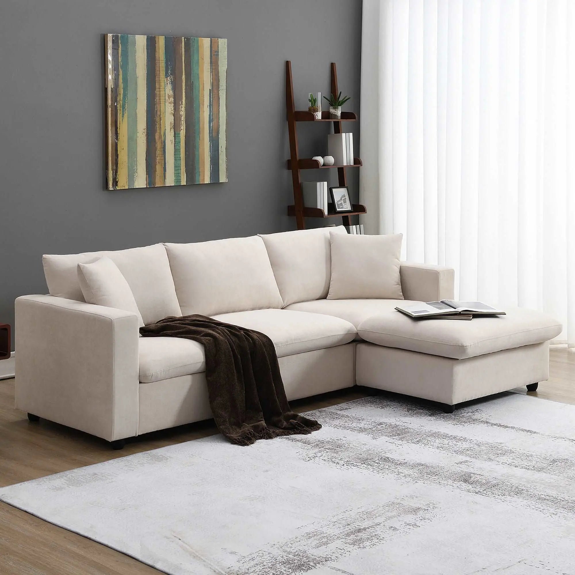Bellemave® 100.4" Modern Sectional Sofa,L - shaped Couch Set with 2 Free Pillows - Bellemave