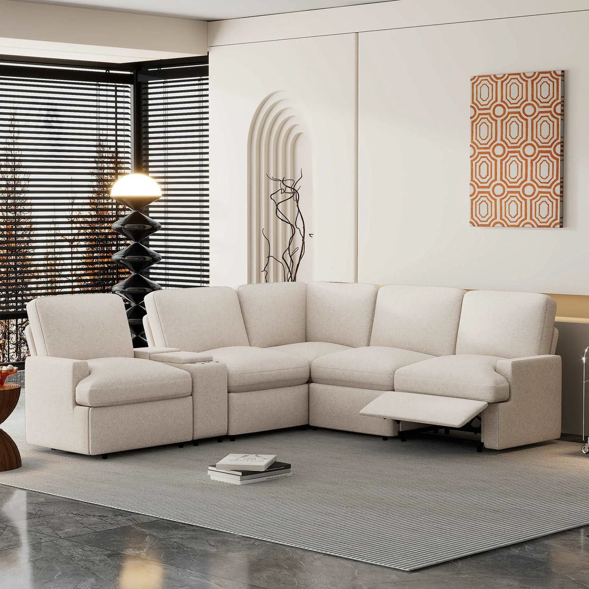 Bellemave® 104" Power Recliner Corner Sofa Home Theater Reclining Sofa Sectional Couches with Storage Box, Cup Holders, USB Ports and Power Socket - Bellemave