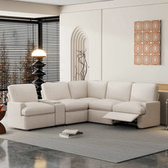 Bellemave® 104" Power Recliner Corner Sofa Home Theater Reclining Sofa Sectional Couches with Storage Box, Cup Holders, USB Ports and Power Socket - Bellemave