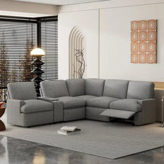 Bellemave® 104" Power Recliner Corner Sofa Home Theater Reclining Sofa Sectional Couches with Storage Box, Cup Holders, USB Ports and Power Socket - Bellemave