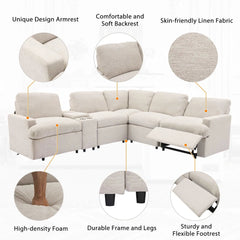 Bellemave® 104" Power Recliner Corner Sofa Home Theater Reclining Sofa Sectional Couches with Storage Box, Cup Holders, USB Ports and Power Socket - Bellemave