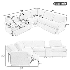 Bellemave® 104" Power Recliner Corner Sofa Home Theater Reclining Sofa Sectional Couches with Storage Box, Cup Holders, USB Ports and Power Socket - Bellemave