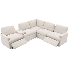 Bellemave® 104" Power Recliner Corner Sofa Home Theater Reclining Sofa Sectional Couches with Storage Box, Cup Holders, USB Ports and Power Socket - Bellemave
