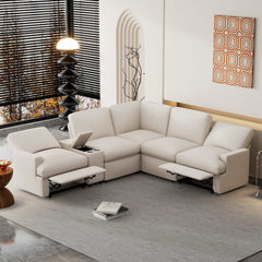 Bellemave® 104" Power Recliner Corner Sofa Home Theater Reclining Sofa Sectional Couches with Storage Box, Cup Holders, USB Ports and Power Socket - Bellemave