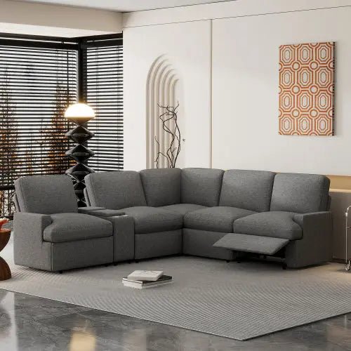 Bellemave® 104" Power Recliner Corner Sofa Home Theater Reclining Sofa Sectional Couches with Storage Box, Cup Holders, USB Ports and Power Socket - Bellemave