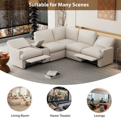 Bellemave® 104" Power Recliner Corner Sofa Home Theater Reclining Sofa Sectional Couches with Storage Box, Cup Holders, USB Ports and Power Socket - Bellemave