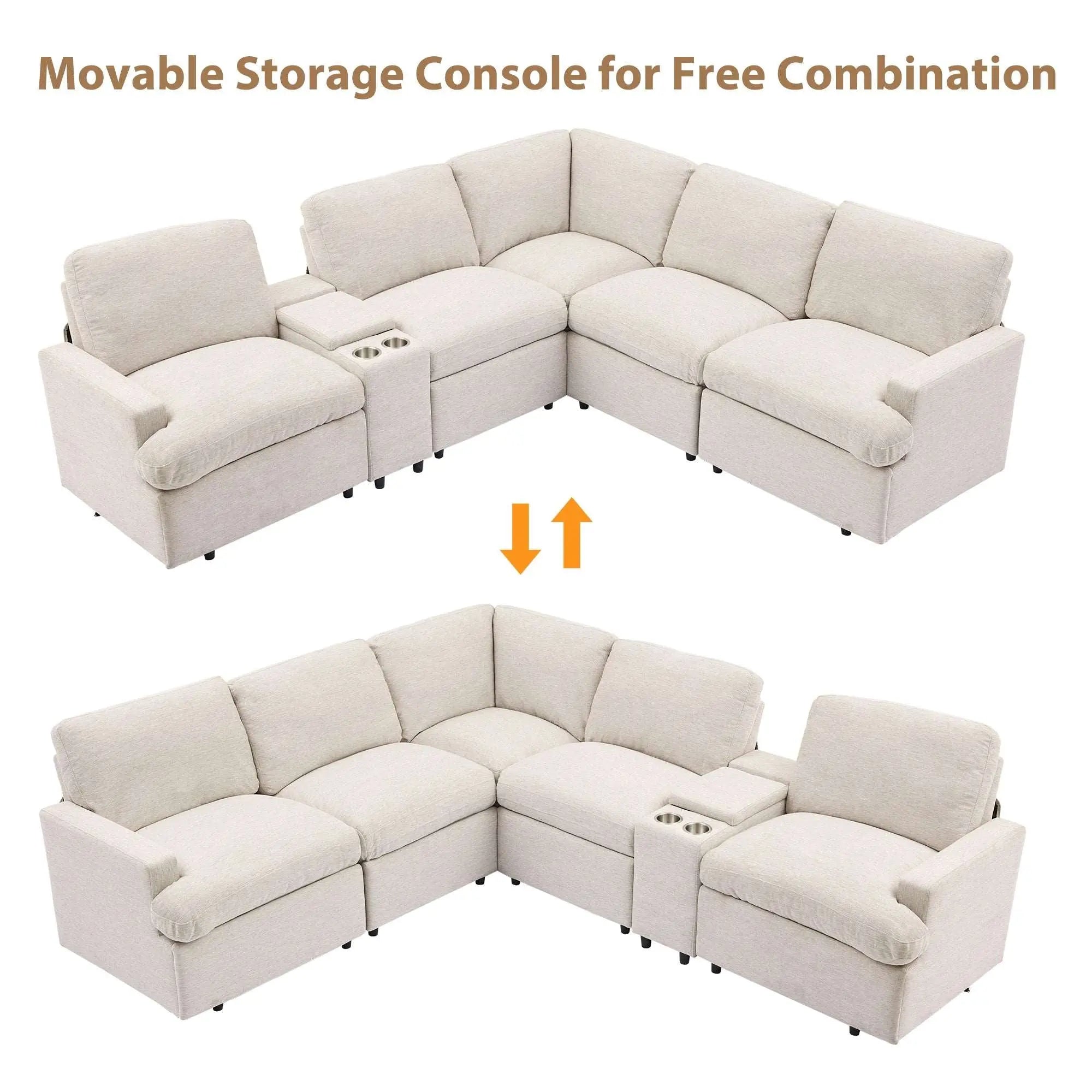 Bellemave® 104" Power Recliner Corner Sofa Home Theater Reclining Sofa Sectional Couches with Storage Box, Cup Holders, USB Ports and Power Socket - Bellemave
