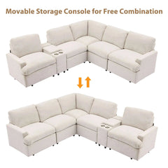 Bellemave® 104" Power Recliner Corner Sofa Home Theater Reclining Sofa Sectional Couches with Storage Box, Cup Holders, USB Ports and Power Socket - Bellemave