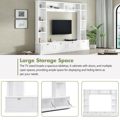 Bellemave® 104.2" Large Wall Unit Entertainment Center with Bookshelves and Golden Handles - Bellemave