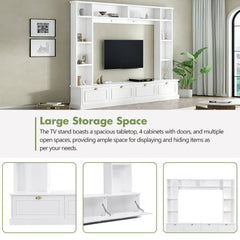 Bellemave® 104.2" Large Wall Unit Entertainment Center with Bookshelves and Golden Handles - Bellemave
