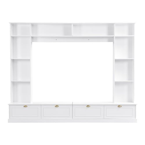 Bellemave® 104.2" Large Wall Unit Entertainment Center with Bookshelves and Golden Handles - Bellemave