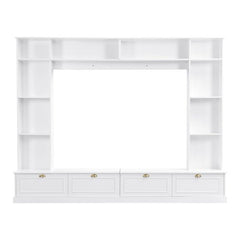 Bellemave® 104.2" Large Wall Unit Entertainment Center with Bookshelves and Golden Handles - Bellemave