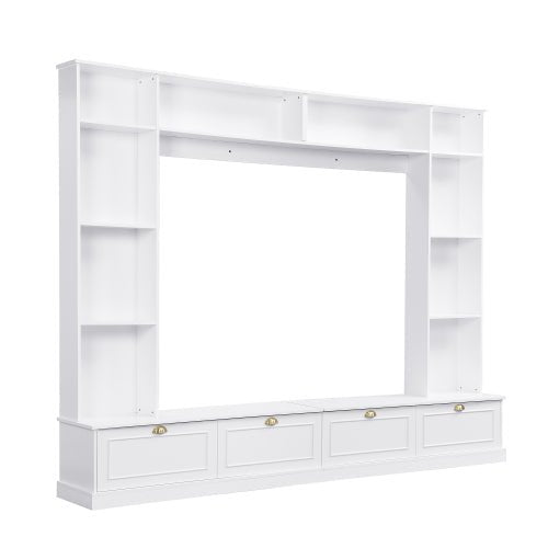 Bellemave® 104.2" Large Wall Unit Entertainment Center with Bookshelves and Golden Handles - Bellemave