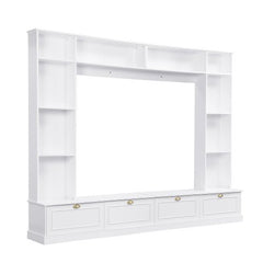 Bellemave® 104.2" Large Wall Unit Entertainment Center with Bookshelves and Golden Handles - Bellemave