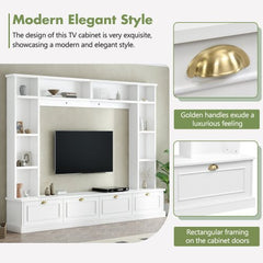 Bellemave® 104.2" Large Wall Unit Entertainment Center with Bookshelves and Golden Handles - Bellemave