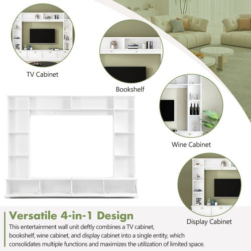 Bellemave® 104.2" Large Wall Unit Entertainment Center with Bookshelves and Golden Handles - Bellemave
