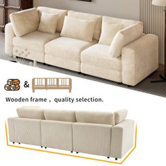 Bellemave® 105" 3 Seater Sofa with Removable Back Cushions and 5 Pillows - Bellemave