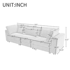 Bellemave® 105" 3 Seater Sofa with Removable Back Cushions and 5 Pillows - Bellemave