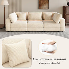 Bellemave® 105" 3 Seater Sofa with Removable Back Cushions and 5 Pillows - Bellemave