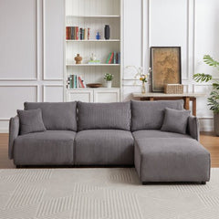 Bellemave® 106" Modern Minimalist Corduroy Combination Sofa with 2 Comfort Cushions with USB & C Charging Ports - Bellemave