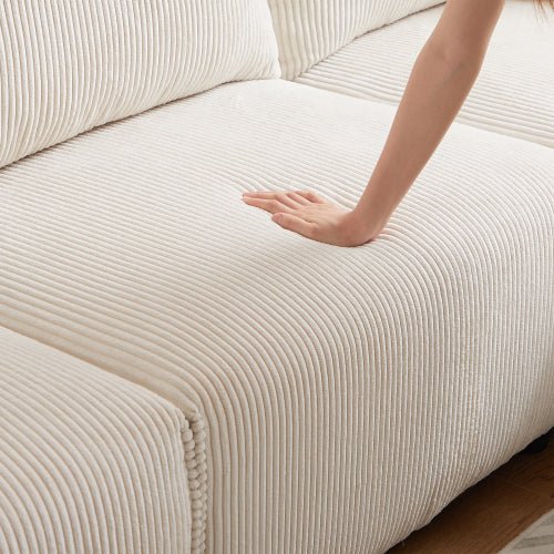 Bellemave® 106" Modern Minimalist Corduroy Combination Sofa with 2 Comfort Cushions with USB & C Charging Ports - Bellemave