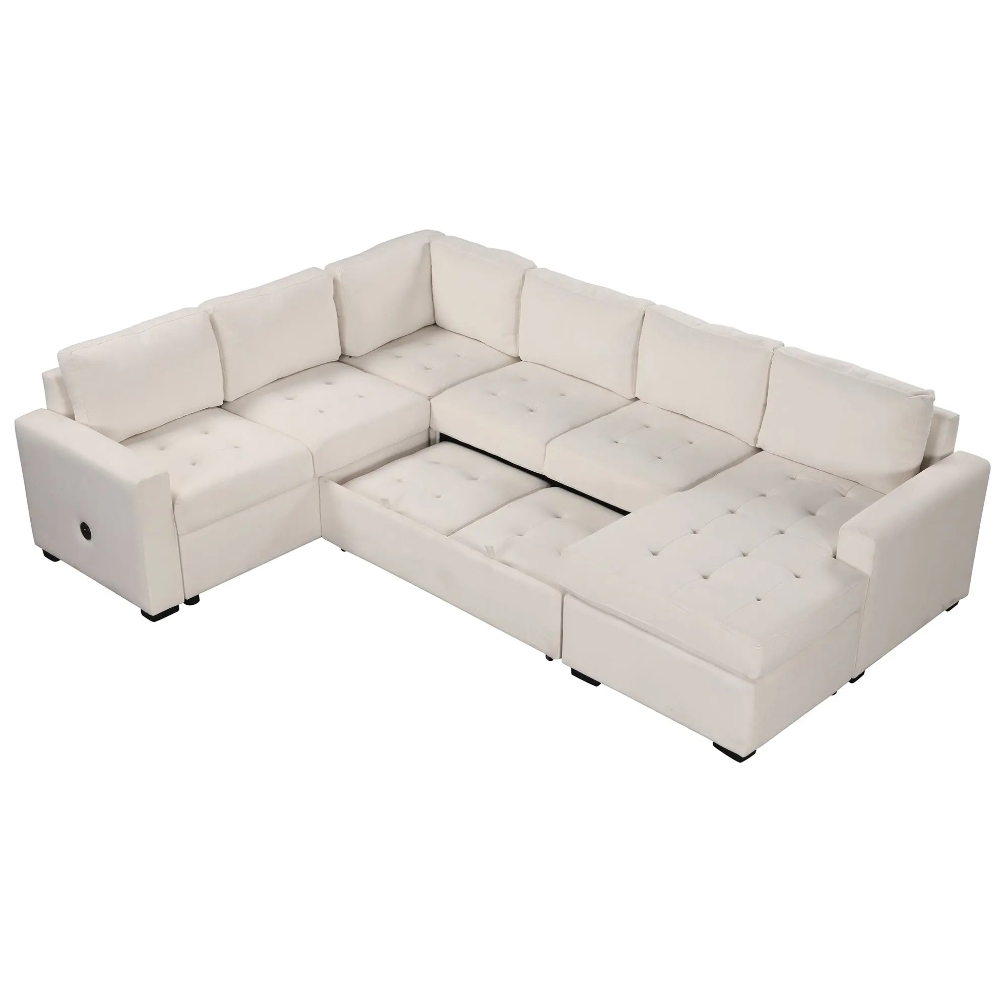 Bellemave® 108.3" Modular Combination Sofa with Ottoman L - shaped Corner Combination, USB and Type - C Interfaces - Bellemave