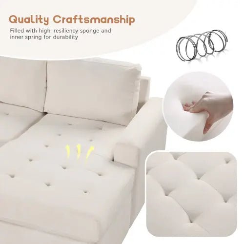 Bellemave® 108.3" Modular Combination Sofa with Ottoman L - shaped Corner Combination, USB and Type - C Interfaces - Bellemave