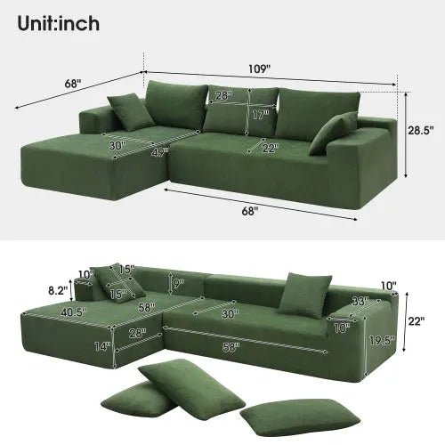 Bellemave® 109" L - Shape Modern Simple Modular Sectional Living Room Sofa Set - Bellemave