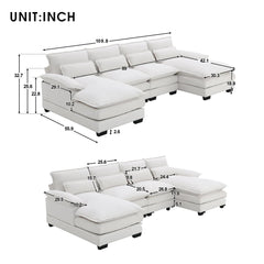 Bellemave® 109.8" Modern U - shaped Sectional Sofa with Waist Pillows - Bellemave