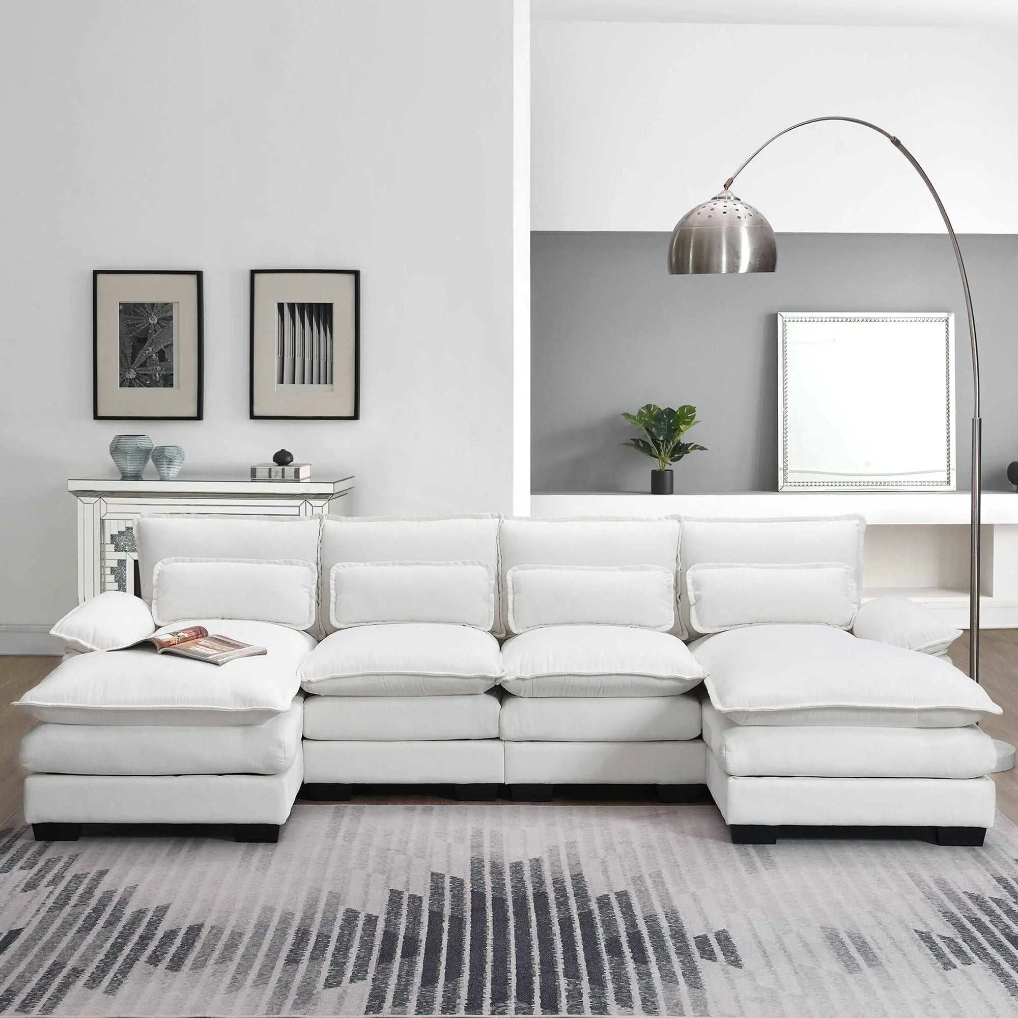 Bellemave® 109.8" Modern U - shaped Sectional Sofa with Waist Pillows - Bellemave