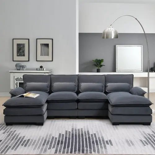 Bellemave® 109.8" Modern U - shaped Sectional Sofa with Waist Pillows - Bellemave