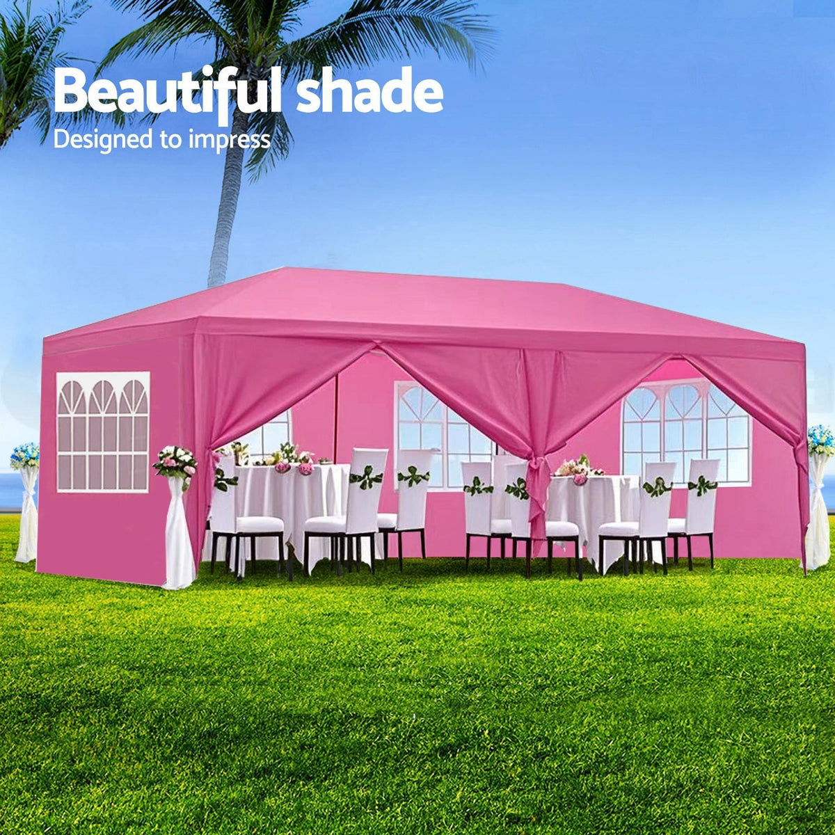 Bellemave® 10x20' Wedding Party Canopy Tent Outdoor Gazebo with 6 Removable Sidewalls Black Color - Bellemave