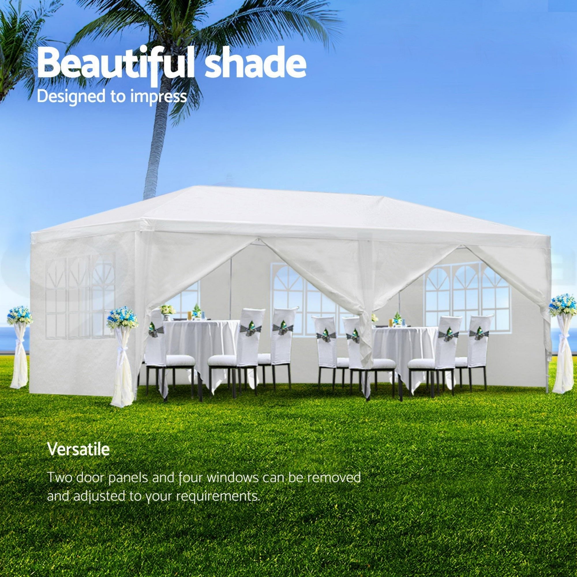 Bellemave® 10x20' Wedding Party Canopy Tent Outdoor Gazebo with 6 Removable Sidewalls Black Color - Bellemave