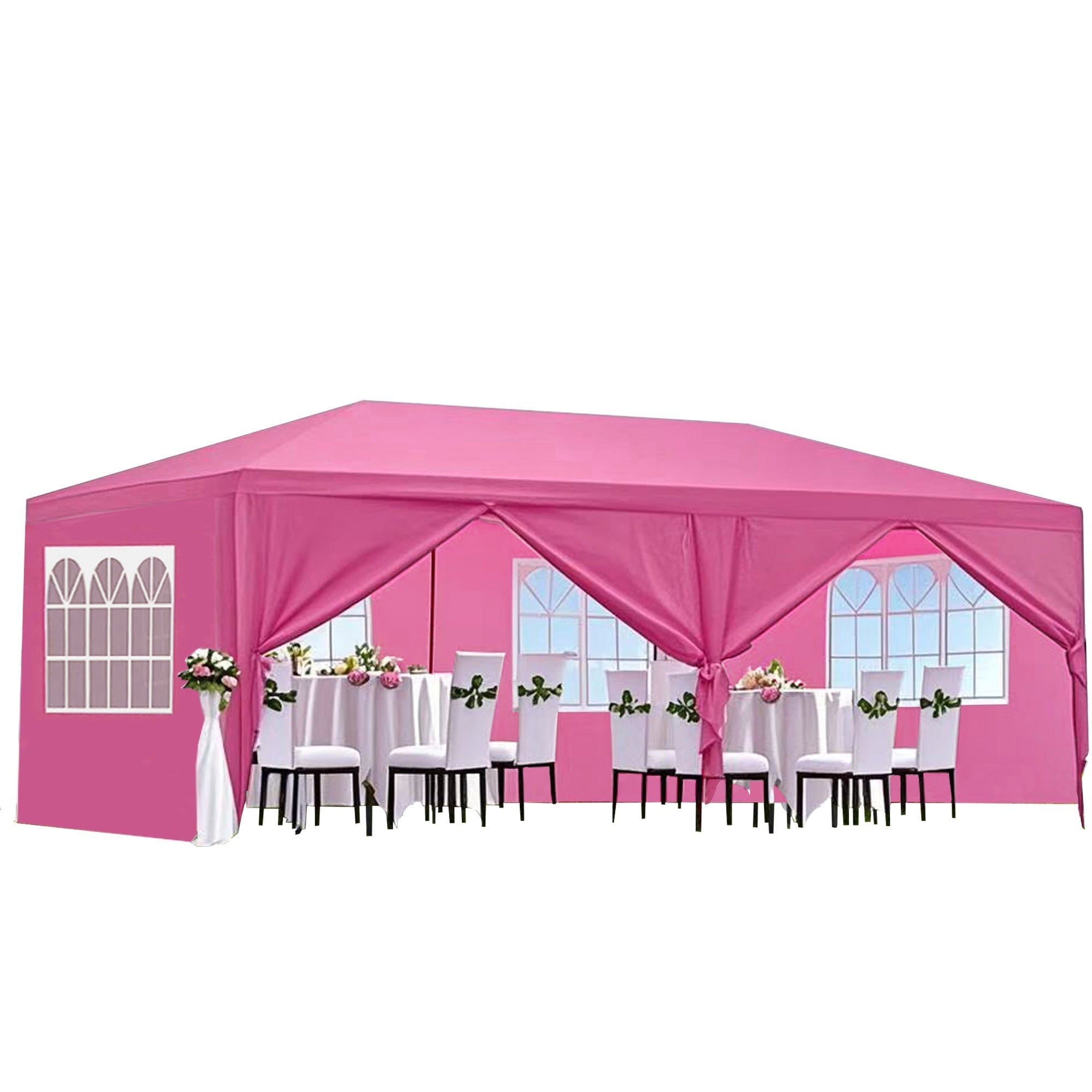 Bellemave® 10x20' Wedding Party Canopy Tent Outdoor Gazebo with 6 Removable Sidewalls Black Color - Bellemave