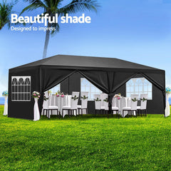 Bellemave® 10x20' Wedding Party Canopy Tent Outdoor Gazebo with 6 Removable Sidewalls Black Color - Bellemave