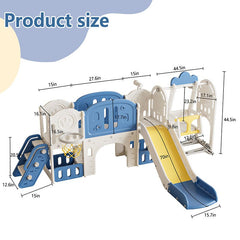 Bellemave® 11 in 1 Toddler Playset with Slid ,Basketball Hoop and Extra Long Aisle, Climbing and Strong swing - Bellemave