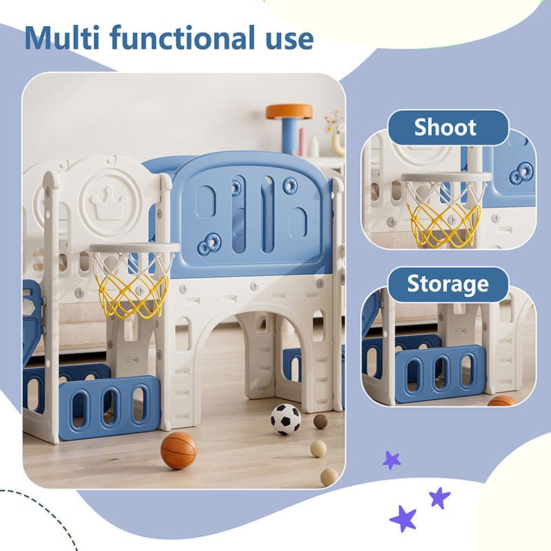 Bellemave® 11 in 1 Toddler Playset with Slid ,Basketball Hoop and Extra Long Aisle, Climbing and Strong swing - Bellemave