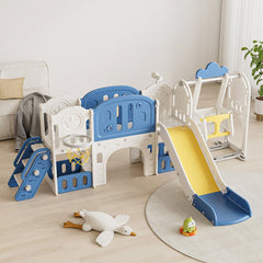 Bellemave® 11 in 1 Toddler Playset with Slid ,Basketball Hoop and Extra Long Aisle, Climbing and Strong swing - Bellemave