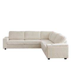 Bellemave® 110" L - Shaped Oversized Corduroy Corner Sofa with Two Storage Spaces,USB Port & T - pyce Port and Cup - Holder - Bellemave