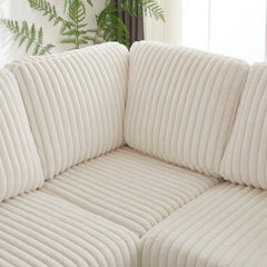 Bellemave® 110" L - Shaped Oversized Corduroy Corner Sofa with Two Storage Spaces,USB Port & T - pyce Port and Cup - Holder - Bellemave