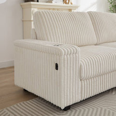 Bellemave® 110" L - Shaped Oversized Corduroy Corner Sofa with Two Storage Spaces,USB Port & T - pyce Port and Cup - Holder - Bellemave