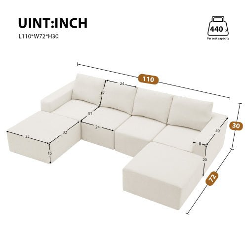 Bellemave® 110" Luxury Chenille U Shaped Sectional Sofa - Bellemave