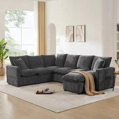 Bellemave® 110" U - Shape Modern Chenille Modular Sofa with 2 Pillows Included - Bellemave